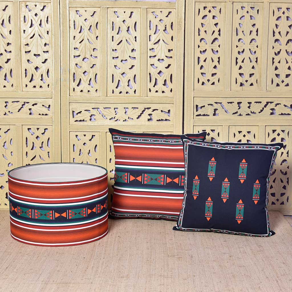 Tribal Art Lamp Shade and Cushion Cover Set